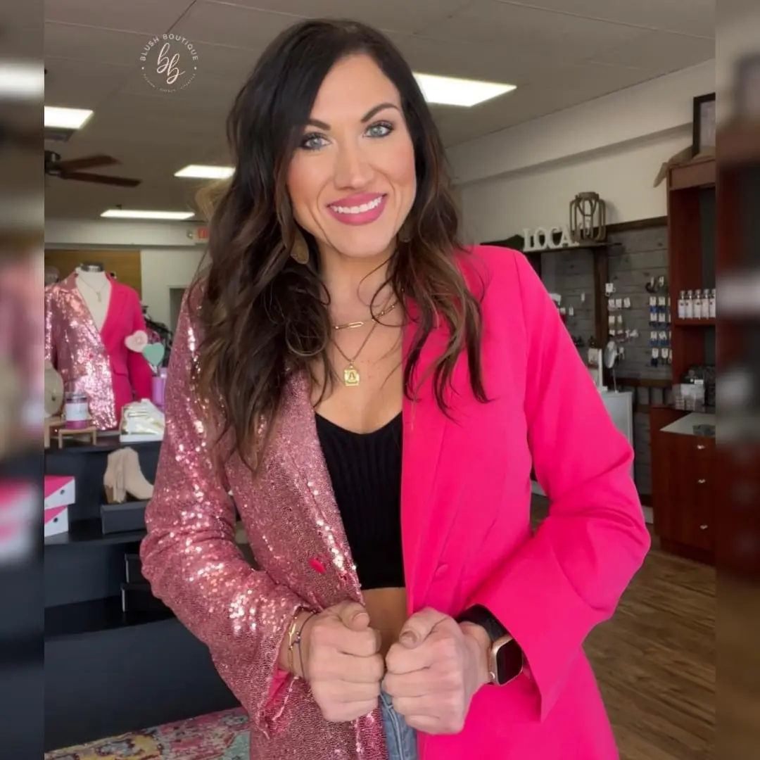 Dolly Vibes!! Sequin Hot Pink Blazer