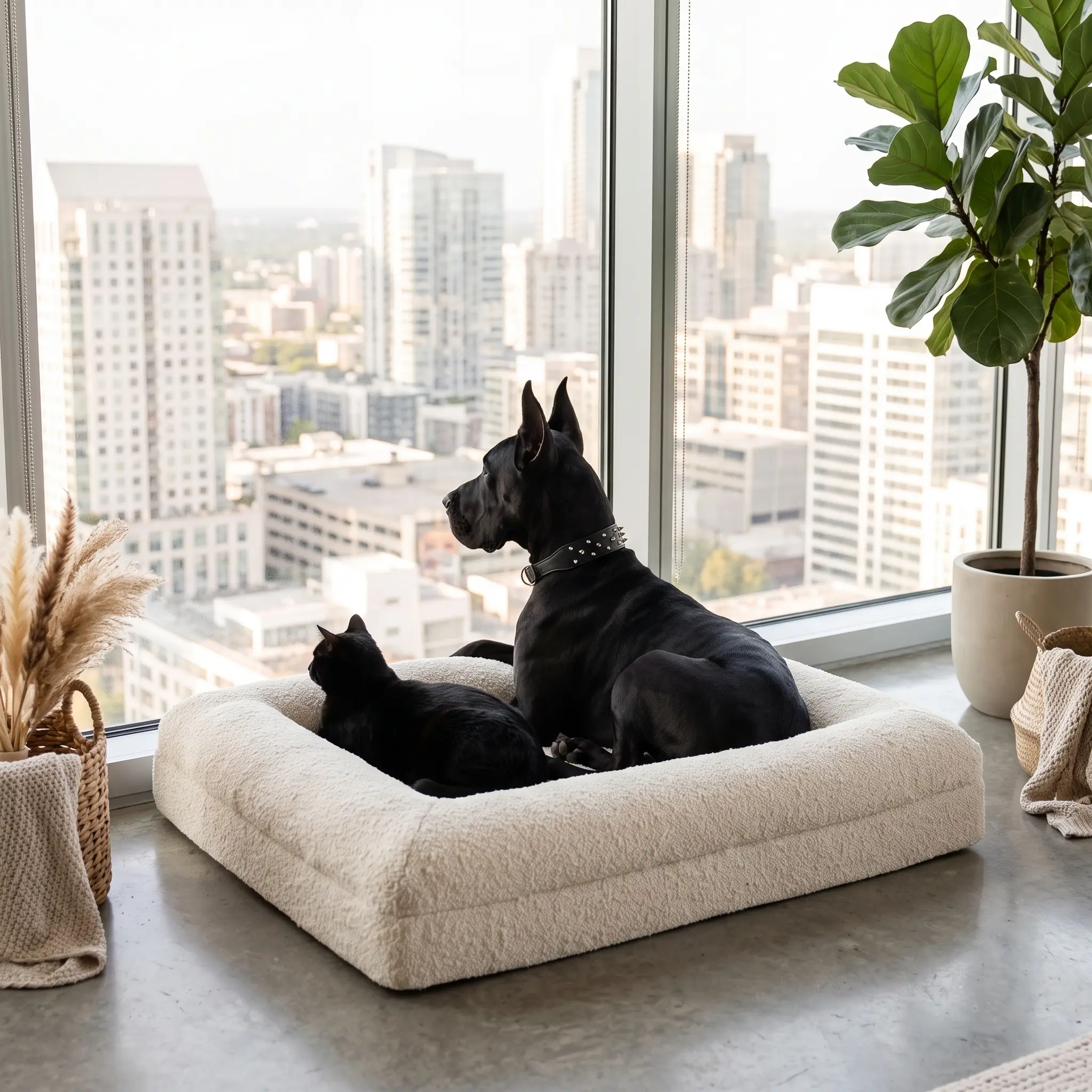 Bouclé Memory Foam Dog Bed — Waterproof, Washable Cover
