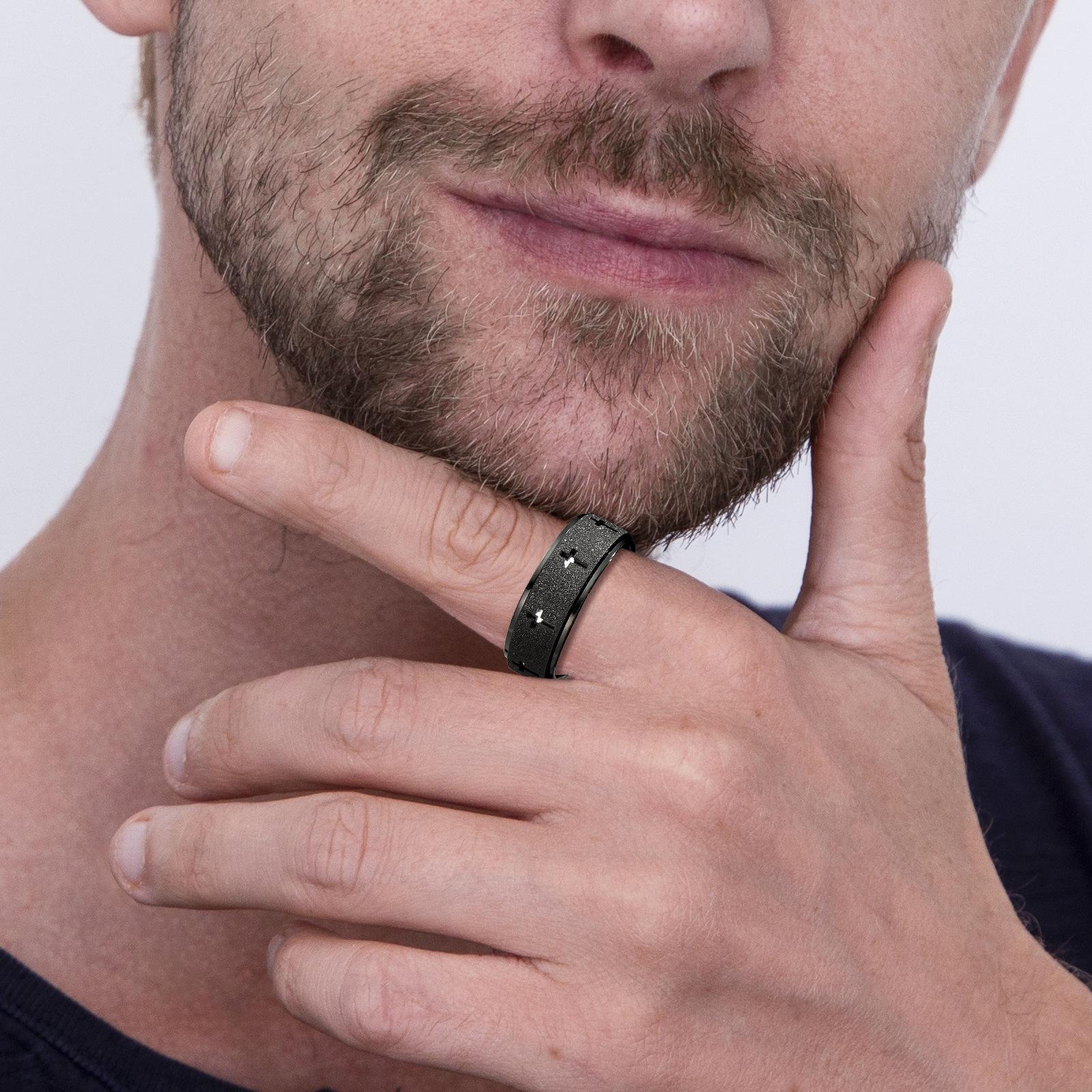 YEAHLOVE Vintage Cross Spinner Statement Ring | Retro Band for Everyday Wear, Anxiety Relief & Good Fortune