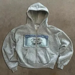 Grey Socials Y2K Oversized Hoodie