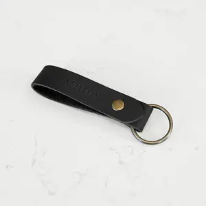Personalized Leather Keychain | Rivet Closure with Keyring | Monogrammed Car Key Fob | Customized Initials or Name | Mother's Day Gift