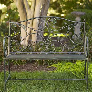 Kirkland’s Green Leaves Metal Outdoor Bench