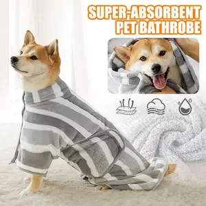 Absorbent Striped Microfiber Wearable Pet Towel with Secure Neck Buckle for Easy Wrap for Small and Medium Dogs and Cats Ideal for Post - Bath Grooming and Rainy Walks TikTokShopBlackFriday