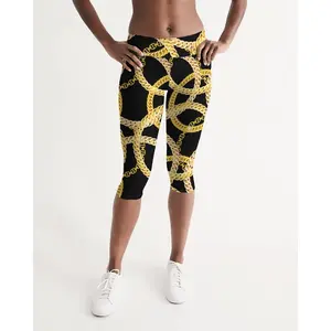 Gold Links Women's Mid-Rise Capri Womenswear Bottom leggings  sets