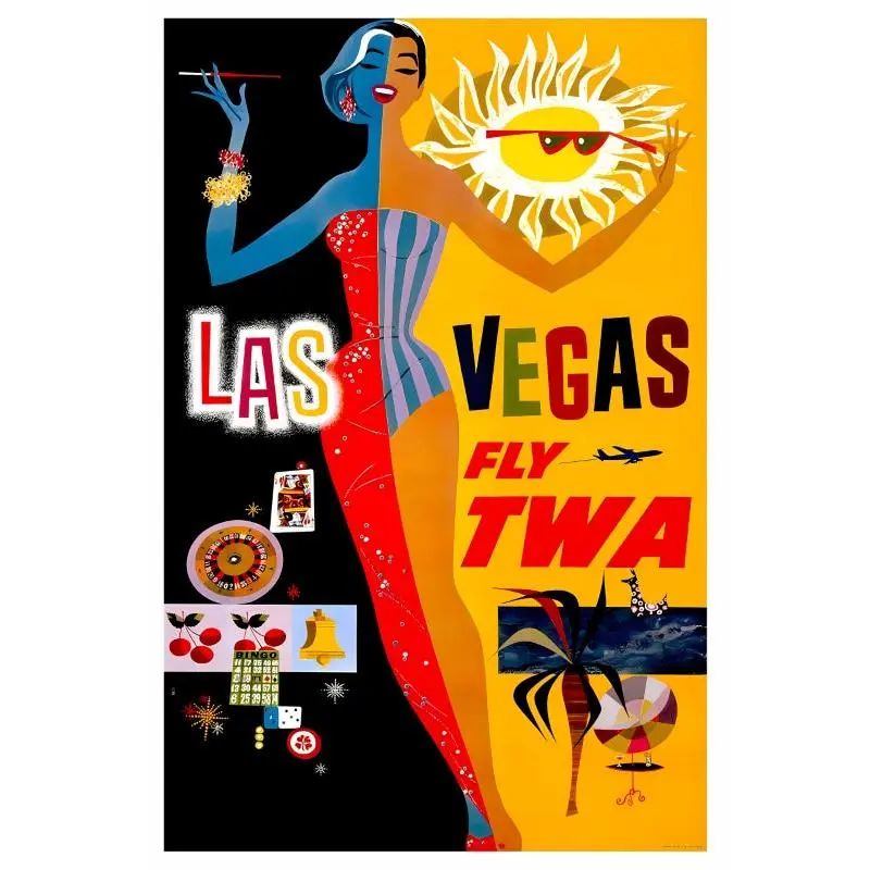 Travel Las Vegas via TWA Remastered Poster Print - Postickers™ Poster Print