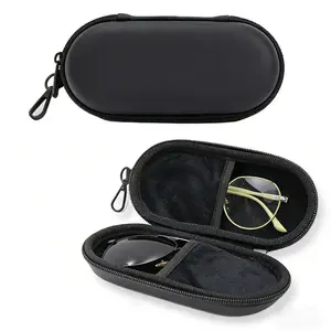 Double Glasses Case,Dual Eyeglasses & Sunglasses Organizer with Clip Zipper Closure for Travel 2 Pairs Storage Box