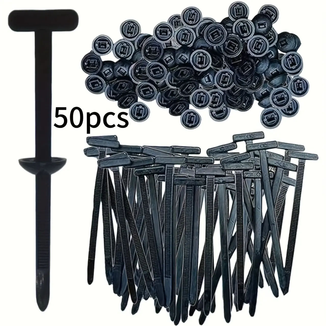 50Pcs Nylon Universal Cable Tie Buckle, Heavy Duty Self-Locking Nylon Zip Ties Holder, Multipurpose Plastic Cable Ties Tool for Car Daily Repair