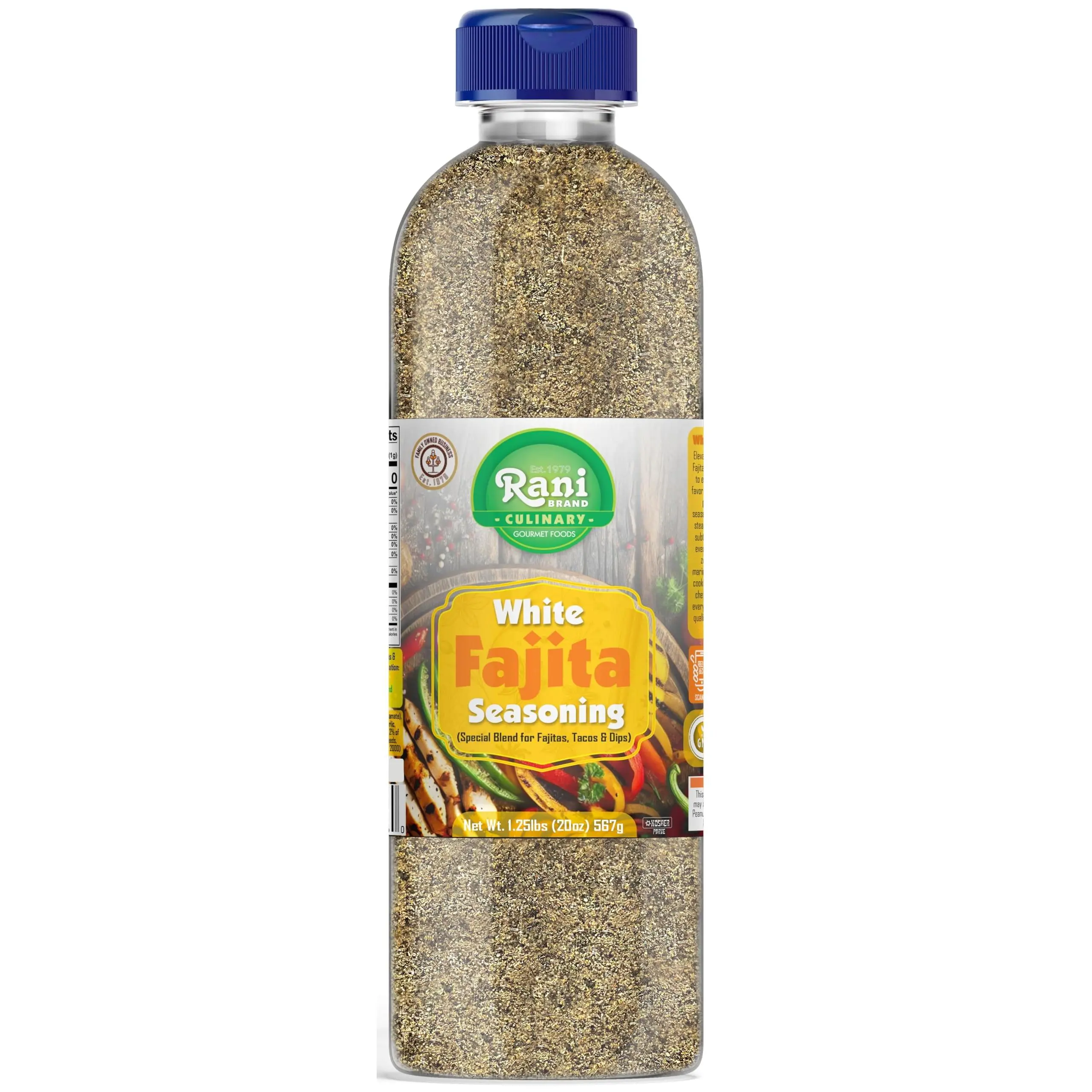 Rani White Fajita Seasoning (Special Blend for Fajitas, Tacos & Dips) 20oz (1.25lbs) 567g PET Jar ~ All Natural | Gluten Friendly | NON-GMO | Kosher | Vegan | Product of USA