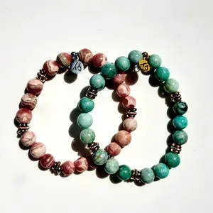 TTT Live Exclusive African Amazonite & Rhodochrosite Gemstone Bracelet Bundle