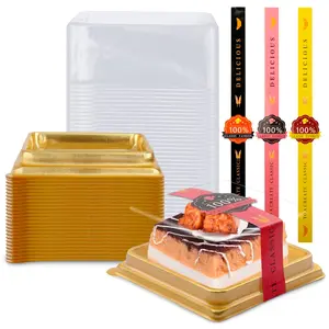 Clear Plastic Mini Cake Box 50 Pcs 3.5 Inch Mini Cupcake Box, Dessert Container for Wedding, Birthday, and More