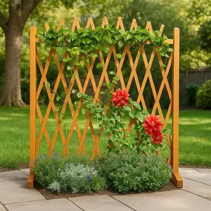 Expandable Wooden Lattice Fence Panel, Willow Garden Trellis for Plant Climbing and Outdoor Decoration, Lightweight Decorative Wood Screen for Yard Divider, Patio Fence, Backyard & Garden Use