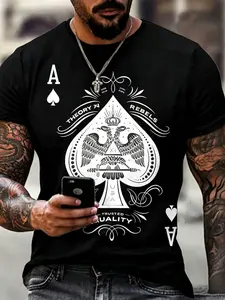 Ace of Spades Graphic 100% Cotton T-Shirt – Suitable for sports, travel and everyday wear, regular fit, knit fabric, suitable for everyday wear, makes a great gift.Graphic tee,90s graphic tees,men's t shirts,funny graphic tee