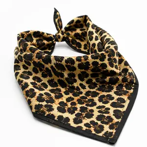 Leopard Print Cotton Bandana – Brown Animal Print Head Scarf, Neck Scarf, Unisex Fashion Accessory