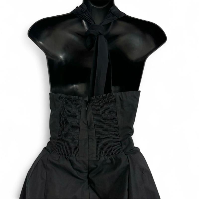 Anthropologie Maeve Medium Brand NEW with tags originally $158 black LBD twist Ruched halter smocked fit and flare mini dress night out wedding guest sorority party dress special  occasion