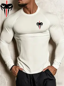 Venom Print Long Sleeve Compression T-Shirt, High Elasticity Slim Fit Round Neck, Quick Dry Breathable Polyester Fabric, Party Gym Training