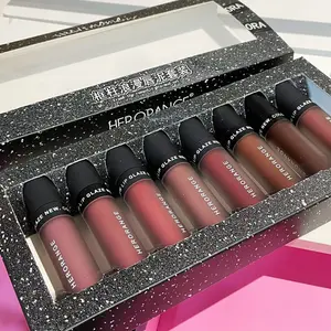8pcs Festival Gift Set HERORANGE Romantic Lip Clay Set, Lip Mud, Moisturizing, Long lasting, Non stick, Non stick Cup Waterproof, Anti sweat, Lip Glaze, Lipgloss Suitable for All Skin Types, Preferred