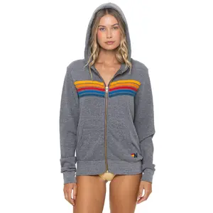5 STRIPE HOODIE - HEATHER GREY