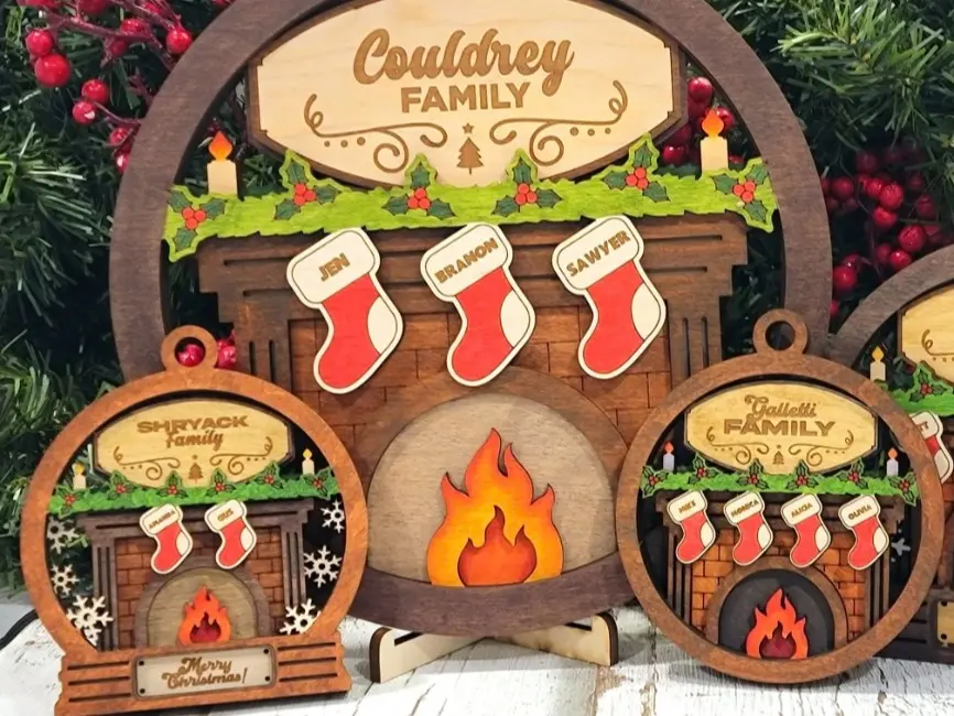 4" Fireplace Christmas Ornaments