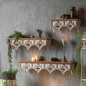 Decorative Wall Shelves for Homestays / Rustic Country Display Racks / Vintage-Style Dining Room Shelves / Café Backdrop Wall, Floating Shelves, Wall Mounted Shelf, Decoration Items