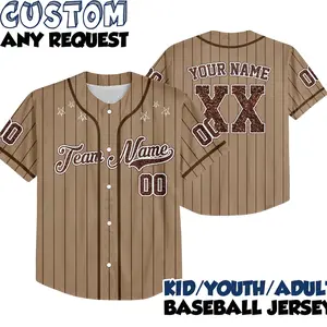Custom Brown Baseball Jersey, Custom Concert Summer Tour 2025 Jersey, Wedding Jerseys, Baseball Shirt for Fans of All Ages, Vintage Jersey