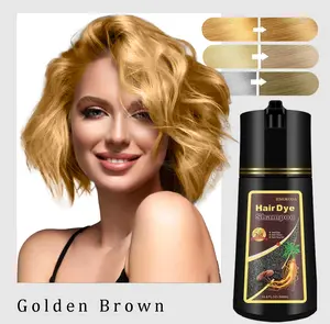 iemokoda Golden Brown Hair Dye Shampoo for Gray Hair, Semi-Permanent 100% Grey Coverage, 3 in 1 Formula, 500ml, Natural Herbal Ingredients - Haircare hair dye mousse liese bubble hair dye
