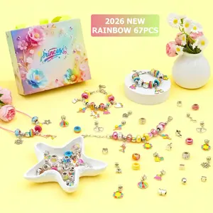 Girl Charm Bracelet Making Kit 67pcs Jewelry Making Kits Rainbow Jewelry Making Supplies Beading Kit Bracelets Accessories for Women Necklace Jewelry Unique Making Craft Birthday Toy Gift with Special Bag Valentines Gifts for Girlfriend