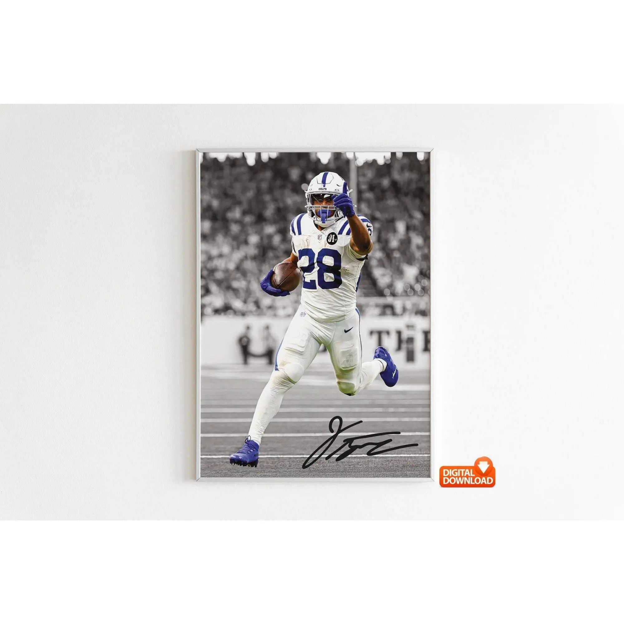 Jonathan Taylor Poster, Signed Football Poster( Unframed - Print Only )