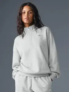Alo Yoga Accolade 1/4 Zip Pullover Athletic Heather Grey