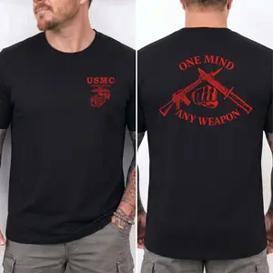 Marine Corps Warrior Mindset Shirt with Rifle, Tactical Military Double Sided Tee, Combat Training Inspired Design, Unisex Veteran Gift