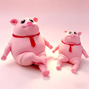 Gel-Filled Squishy Pig Stress Relief Toy, Latex Soft Fidget Toy for Kids & Adults, High Resilience Stretchable Elastic Animal Sensory Toy, Satisfying Anxiety Reliever Squeeze Toy