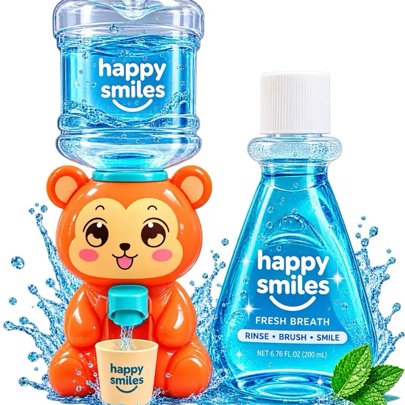 Mouthwash Dispenser for Kids Bathroom,6.4 fl. oz Mouth Wash Dispensers Bathroom Accessories Set with Mouth Wash Dispenser for Home