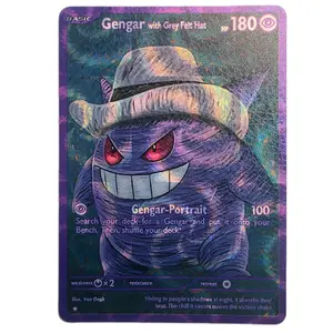 Custom Gengar "Grey Felt Hat" Van Gogh Style – Hypno Swirl Holo – 4 Options - Dragon Skin Textured or Standard Holo