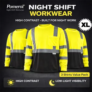 Greenish Pomerol 3-6 Pack High Visibility Short Sleeve Wicking Birdseye T-Shirt with Pocket Class 2 ANSI 100% Polyester Reflective Strips Safety Workwear Large Size outdoor jogging safety vest Construction Gear Reflectors tiktokshopspringglow
