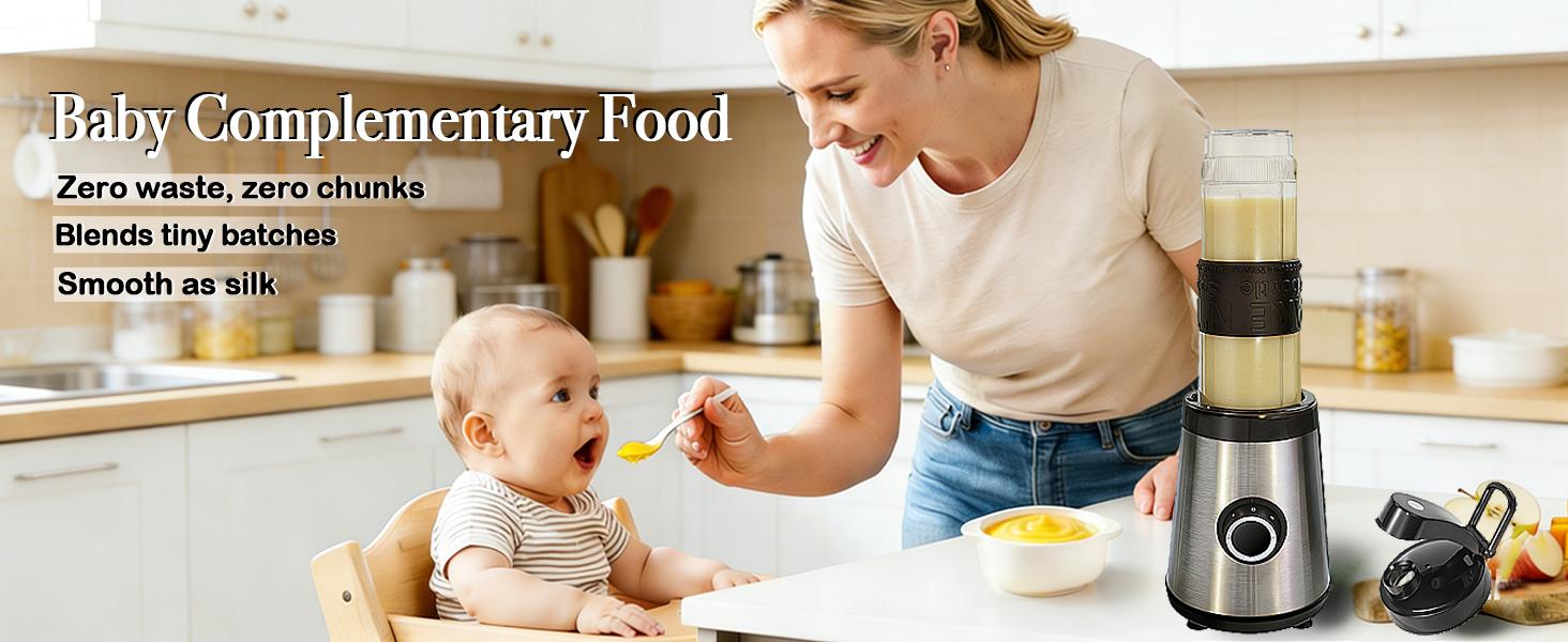 Personal Size Smoothie Blender, 500W Countertop Blender & Food Processor Combo for Shakes, Frozen Fruit, Juices & Baby Food, 20oz Travel Cups with To-Go Lids, BPA-Free Black