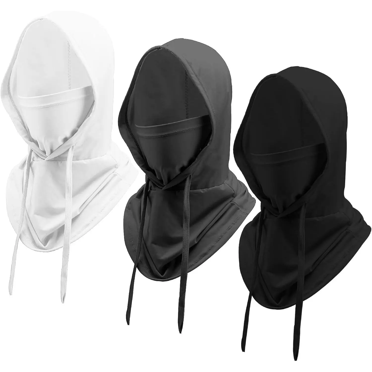 Unisex Adults' 3pcs Polyester Bandana Half Masks - Breathable Cooling Mesh, UPF 50+ UV Protective, Adjustable Drawstring Headband, Onesize, All Seasons, for Cycling/Skiing (Gray&Dark Gray&Black)