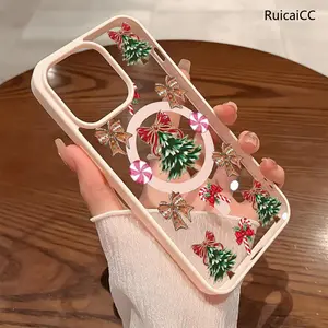Premium Magnetic Phone Cases for iPhone11/12/13/14/15/16//17/Air/promax/Plus Christmas Theme Tree Bow y2k cased MagSafe Ready, Anti-Fall, Springtok and Ultra-Thin Design | Perfect for Everyday Use Protector Screen Protector Aesthetic Resistance