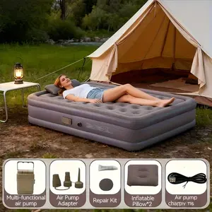 Foldable Inflatable Bed Mattress, Automatic Pump Quick Inflate Camping Mat, Portable Single & Twin Airbeds, Outdoor Hiking Sleeping Pad, Holiday Gift