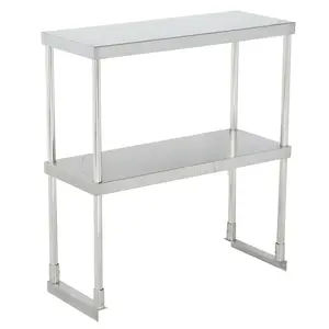 HAKKA FOOD PROCESSING 14"x30" NSF Stainless Steel Double-Deck Overshelf, for Commercial Prep Tables & Restaurant Kitchen Storage