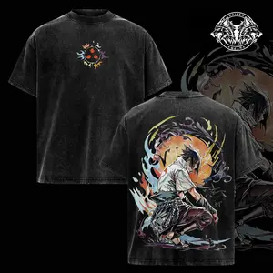 Sasuke Vintage Washed  T-Shirt – Naruto Anime Graphic Tee, Anime inspired Shirt, Streetwear Casual Soft Cotton Apparel, Unisex Top, Gift for Naruto Fans