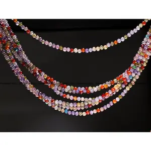 Cubic Zirconia Micro Faceted 3mm Round Beads AAA Gemstone Jewelry Making CZ Beads 12" Strand