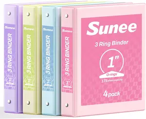 3 Ring Binder 1 Inch 4 Pack, Clear View Binders Three Ring PVC-Free (Fit 8.5x11 Inches) for School or Office Supplies, Assorted Pastel