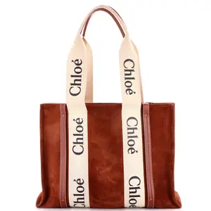 Pre-owned Chloé Suede Tote Bags REBAG Chloe Woody Tote with Canvas Medium by Rebag
