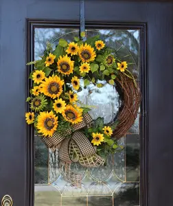 Sunflower Wreath Front Door, Summer Wreath, Sunflower Porch Decor, Country Farmhouse Wreath, Home Wall Decor, Double Door Year Round Wreath