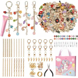 315 count Pendant Lip Gloss  Making kit, Including 15  Clips, 20 Extension Chains, 117 Pendants, Jump Rings, CustomizeKeychains  Making Kit,Christmas Gifts