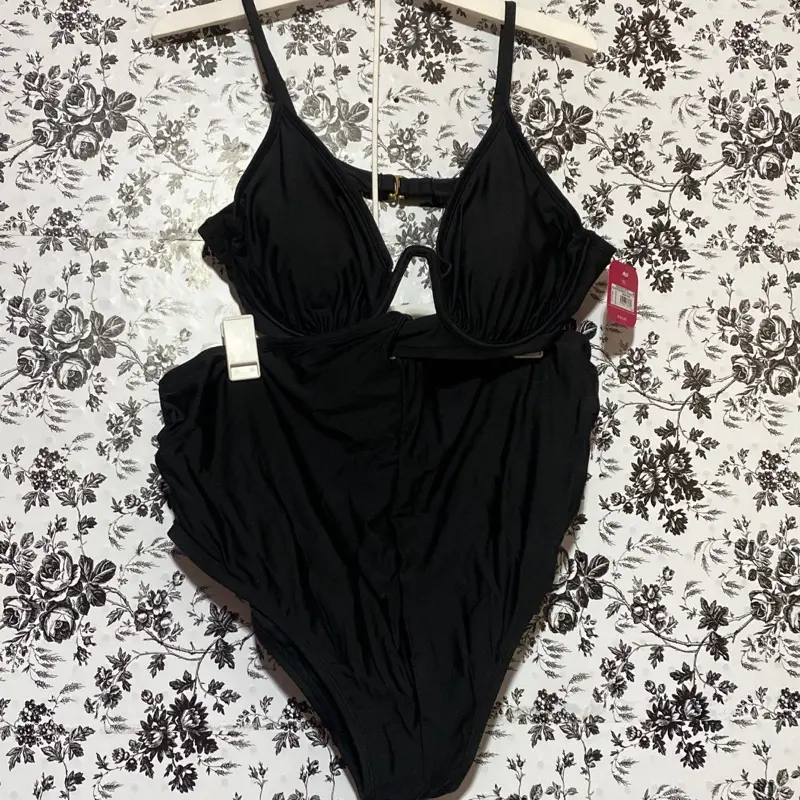 Isabel and Ingrid maternity swim suit black with gold accents