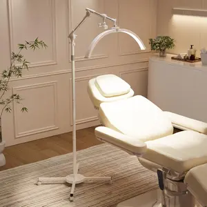 Ubesgoo Half Moon Light Lash Lamp, Movable Shadowless LED Floor Lamp w/Adjustable Height & Phone Holder, Dimmable Lighting for Eyelash Extensions, Lash Tech, Nail, Tattoo, Esthetician & Salon (White)