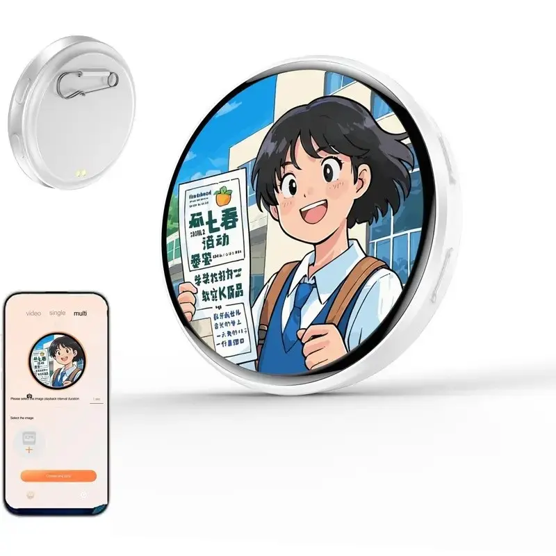 Electronic anime badges with high-definition touch screens, seven-color support lights, interactive digital photo display, digital photo pixel display, Christmas gift, unique collectible item, modern style