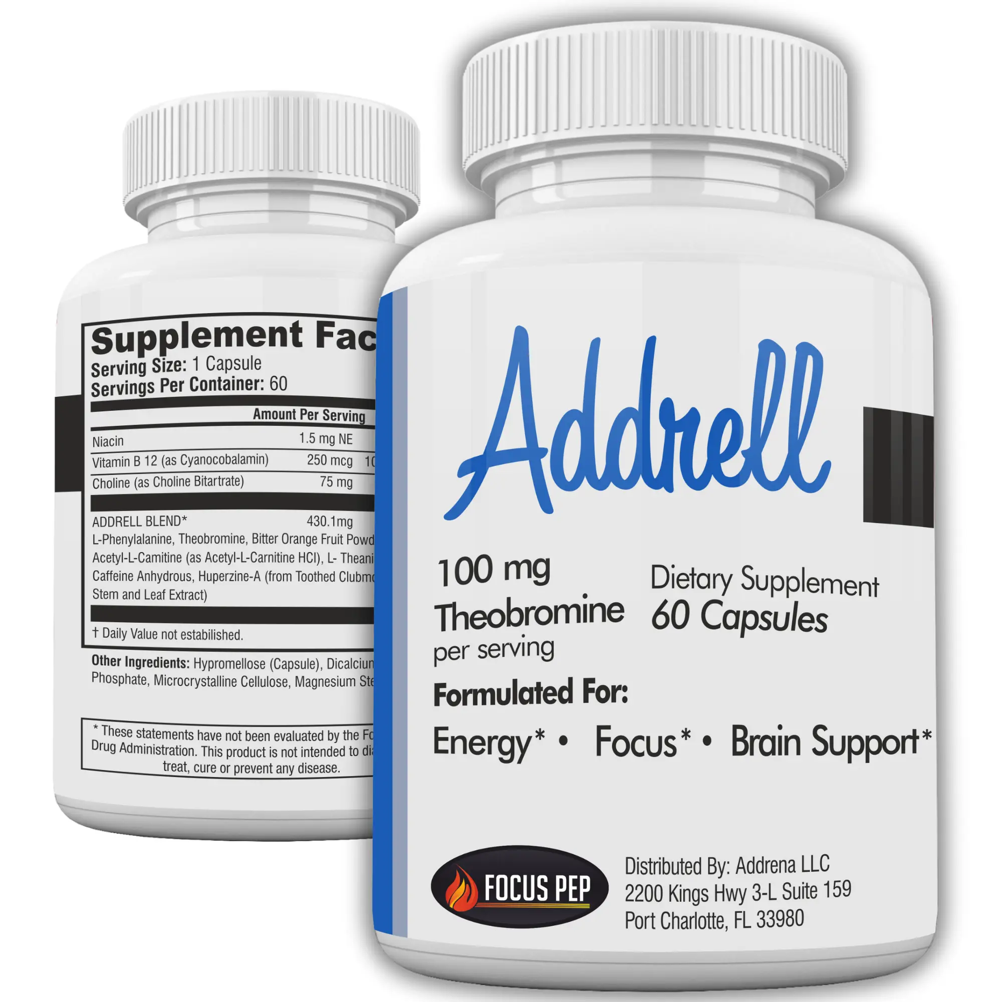 Addrell Energy and Focus Supplement- 60 Dietary Vitamin Capsules Addrell Energy and Focus Supplement- 60 Dietary Vitamin Capsules