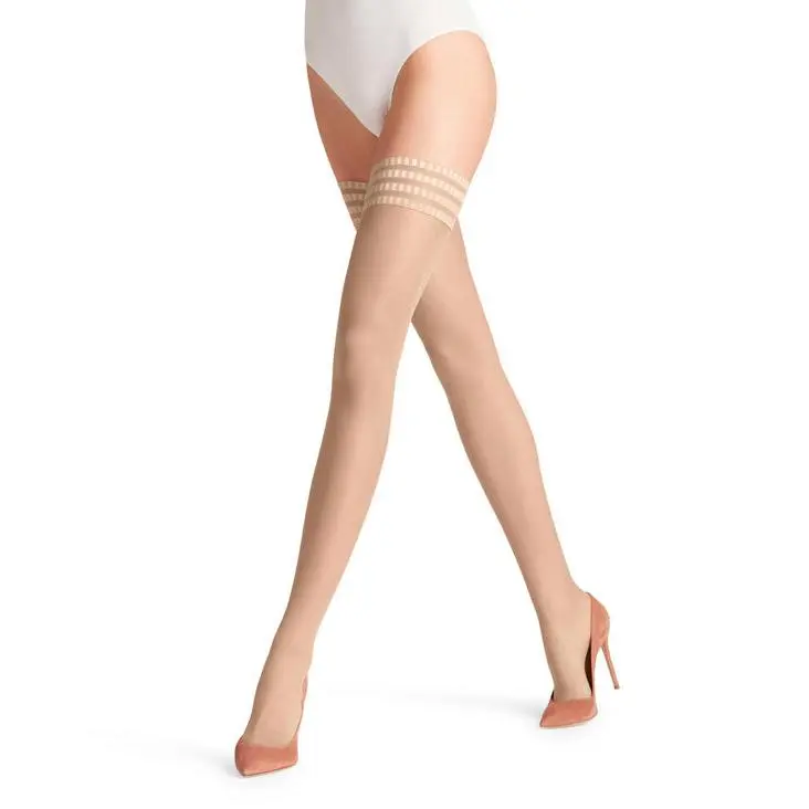 Lady's Falke Pure Matt 20 Denier Transparent Stay-Up Thigh High Stockings - Polyamide, Elastane, Silicone Grip, Garter Strap, Minimalist Plain Design, Hand Wash Care, Elegant