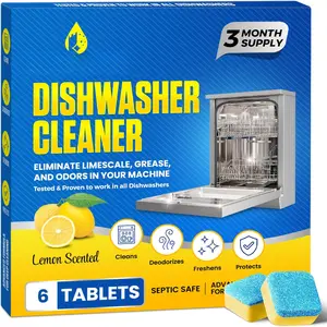 Dishwasher Cleaner Tablets, Lemon Scent, 3-Month Supply (6 Pods),  Cleaning & Odor Removal, Descaling Tablets